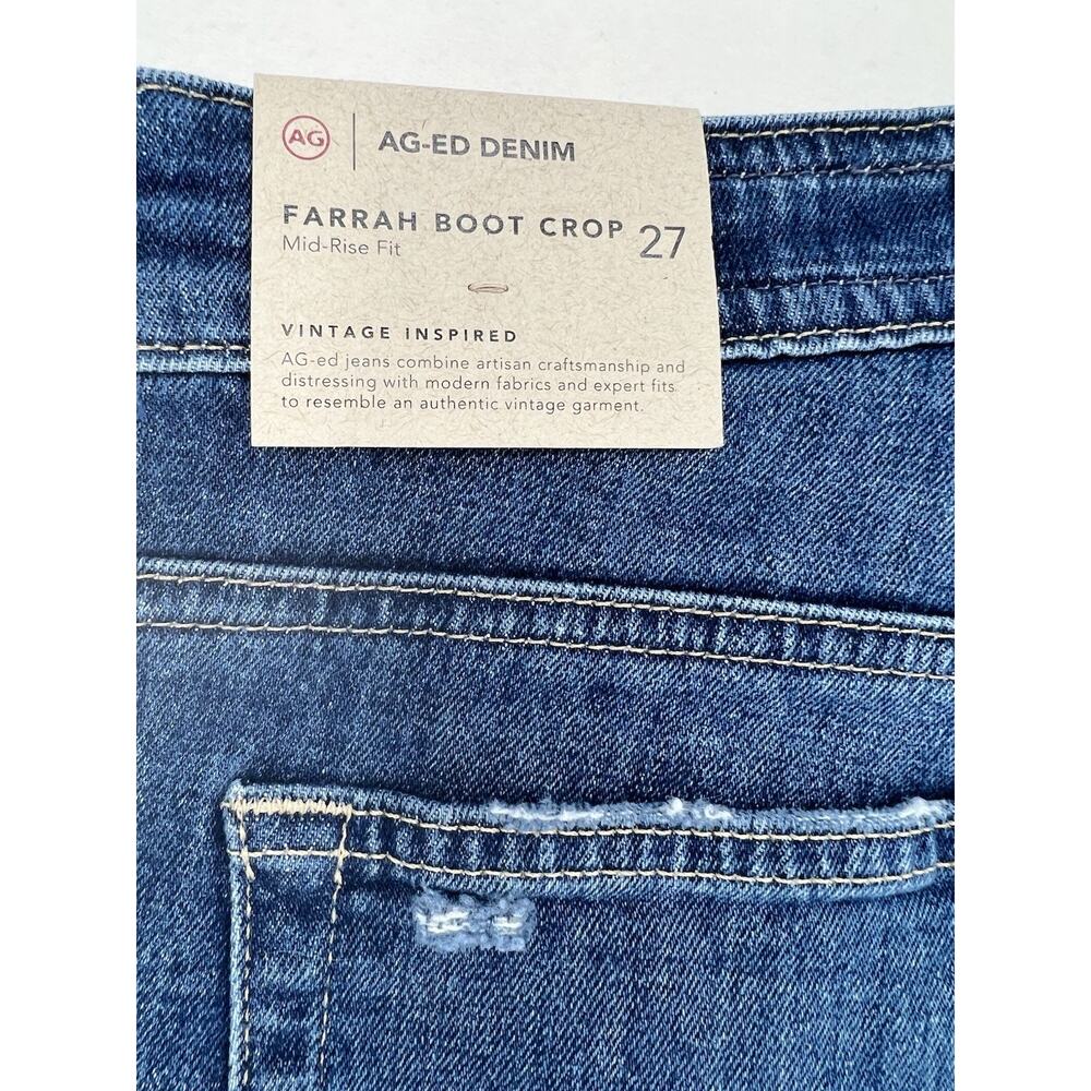 AG-ED Adriano Goldschmied Farrah Boot Crop Jeans Distressed Raw Hem NWT Size 27 - Picture 4 of 9